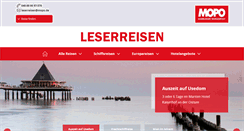 Desktop Screenshot of leserreisen.mopo.de