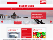 Tablet Screenshot of leserreisen.mopo.de